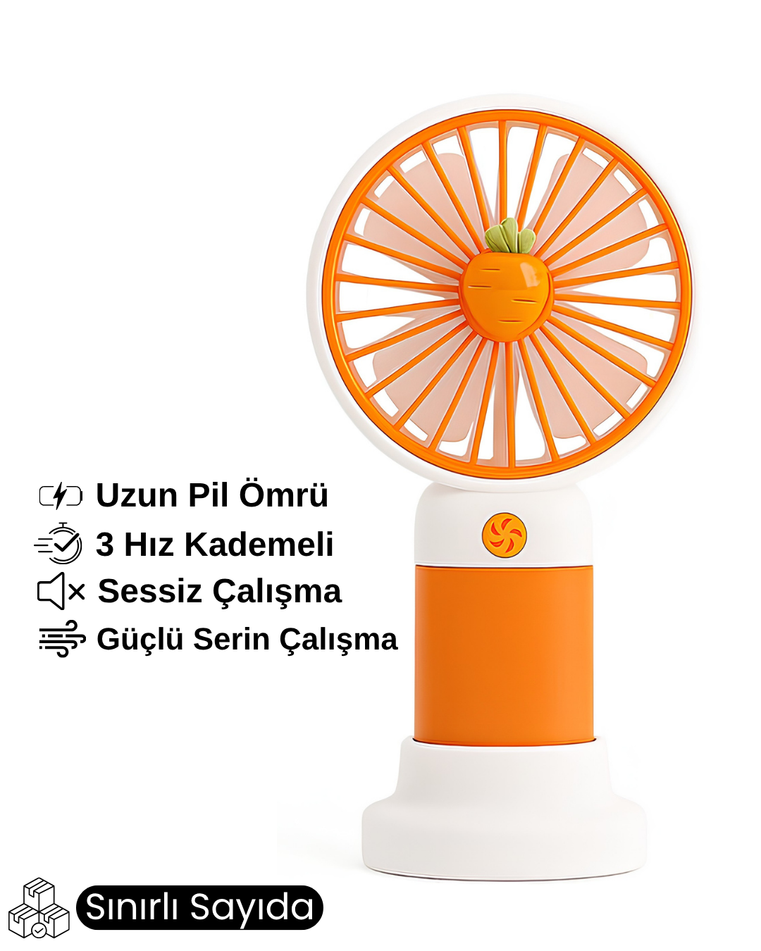 Turbo Üflemeli Meyveli Mini Fan - Sessiz Masa ve El Vantilatörü