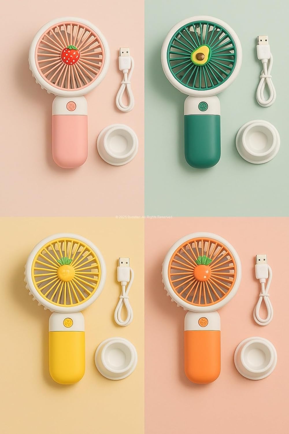 Turbo Üflemeli Meyveli Mini Fan - Sessiz Masa ve El Vantilatörü