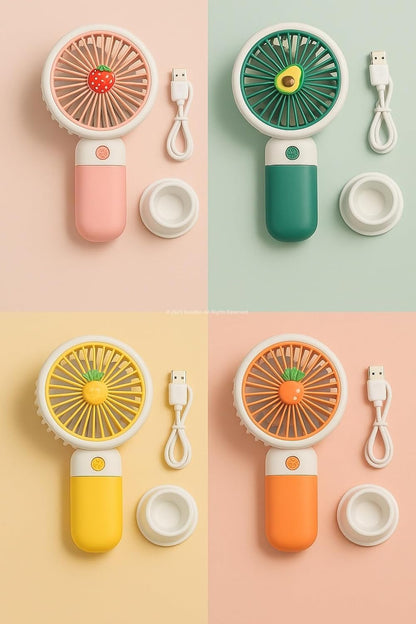 Turbo Üflemeli Meyveli Mini Fan - Sessiz Masa ve El Vantilatörü